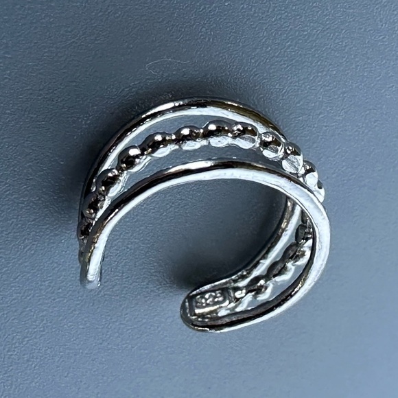 Platinum Plated Three Band Ear Cuff - Picture 4 of 13